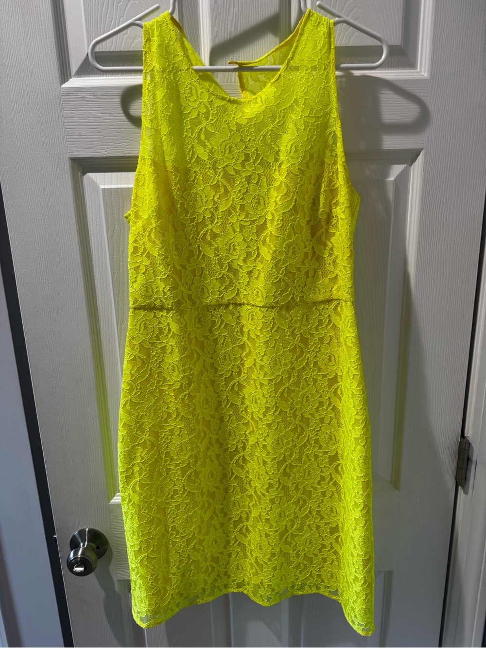 J. Crew Neon Yellow Lace Sheath Dress